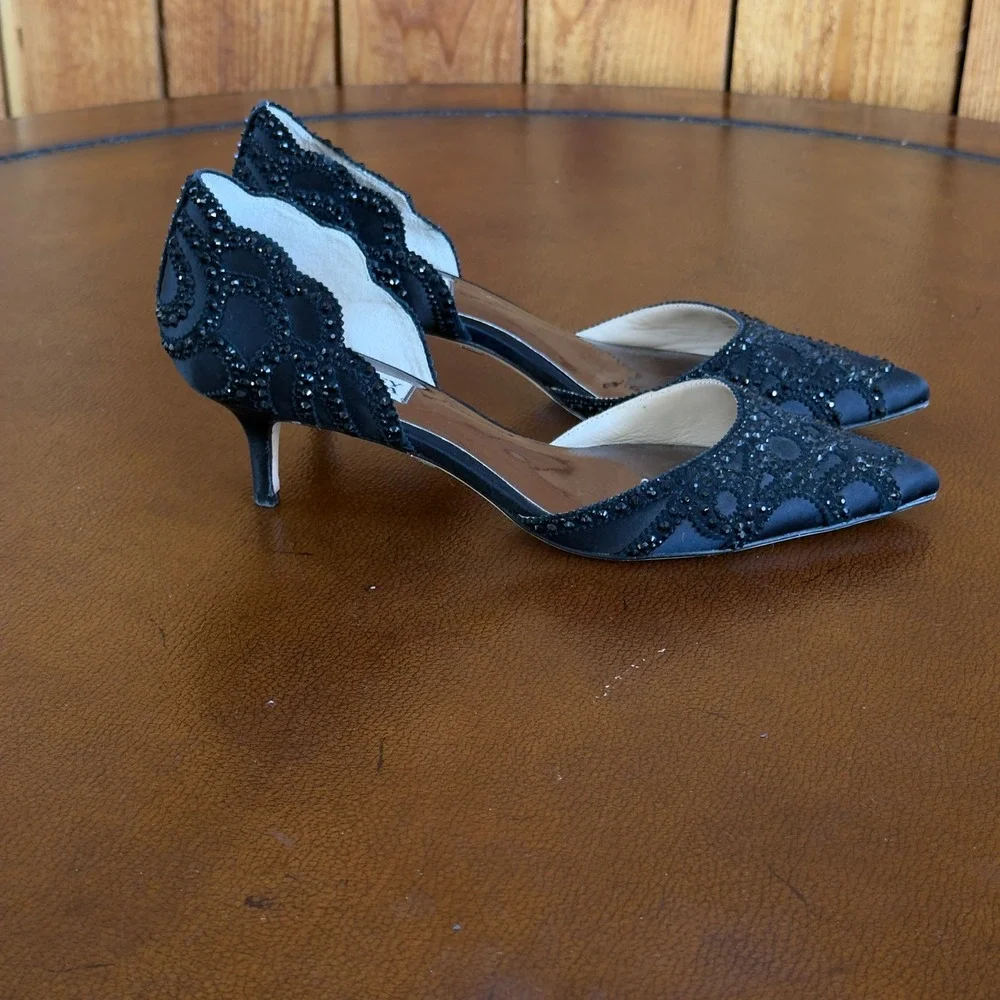 Bagley Mischka Ginny Black Embellished Pointed Toe Dress Pumps Evening Shoes 8‎